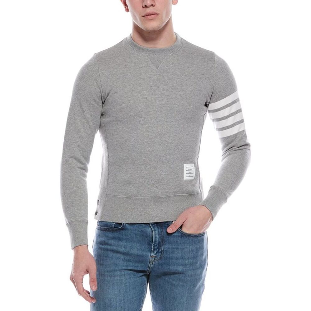 Thom Browne Mens  Crewneck Sweater, Grey
